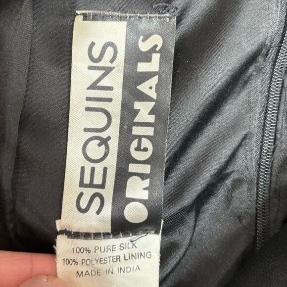 Vintage 80s fully Sequin beaded dress colorful abstract art to wear fits small - Picture 5 of 8